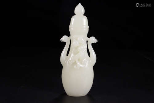 Chinese White Jade Cover Vase