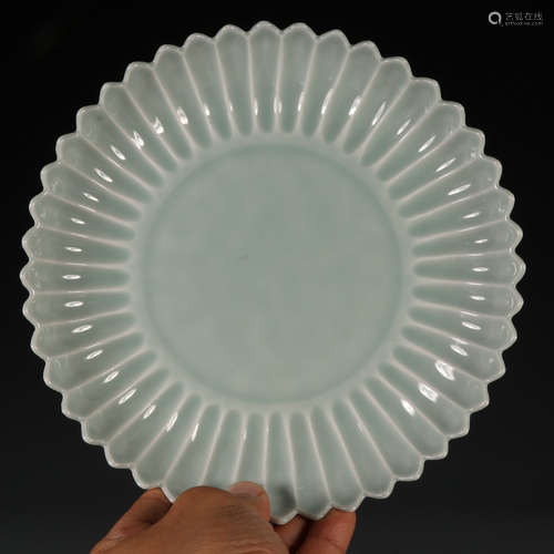 Chinese Pale Celadon Glazed Lotus Porcelain Plate