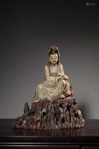 Chinese Soapstone Carved Guanyin