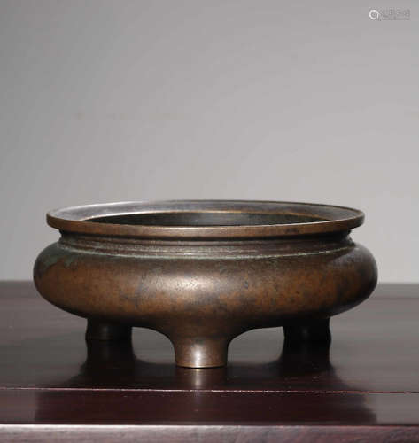 Chinese Bronze Tripod Censer, Marked