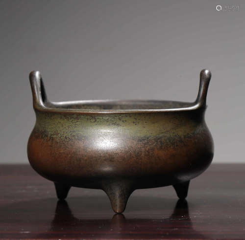 Chinese Bronze Tripod Censer, Marked