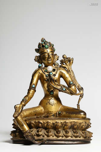 Chinese Gilt Bronze Seated Tara