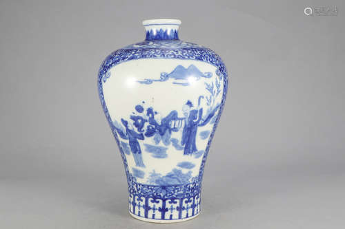 Chinese Blue White Porcelain Meiping Vase