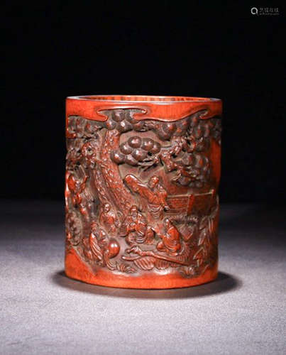 Chinese Bamboo Carved Brush Pot