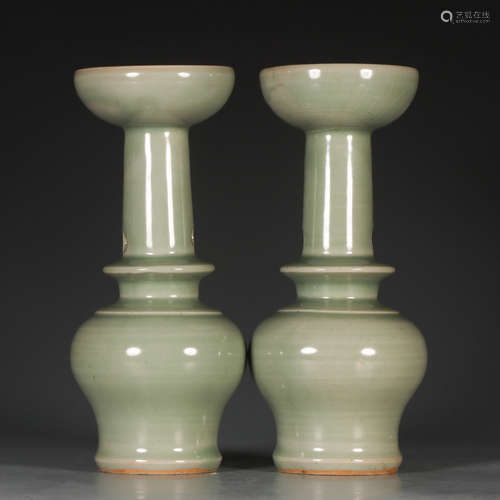 Chinese Guan Yao Style Porcelain Candle Stands