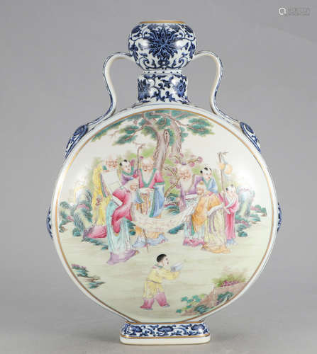 Chinese Blue White Famille Rose Porcelain Vase, Ma