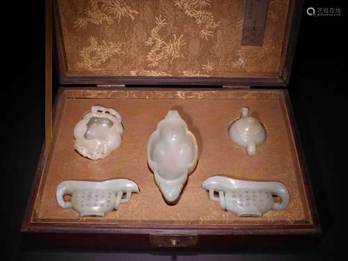 A SET OF HETIAN WHITE JADE STUDY COMPONENTS