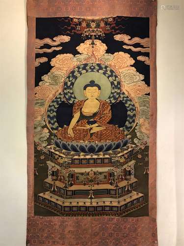 A QING DYNASTY KESI ROYAL COURT SAKYAMUNI THANGKA