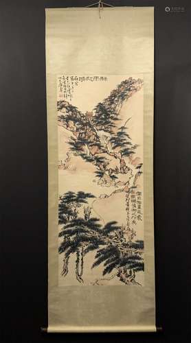 A CHINESE LANDSCAPE PAINTING,PAN TIANSHOU MARKED