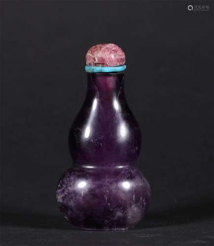 A QING DYNASTY AMETHYST CALABASH RHINITIS SNUFF BOTTLE