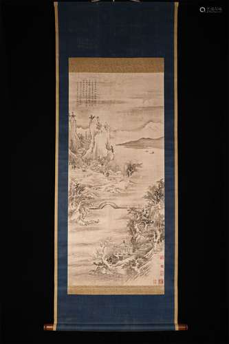 A MING DYNASTY SHEN ZHOU'S FIGURE LANDSCAPE PAINTING