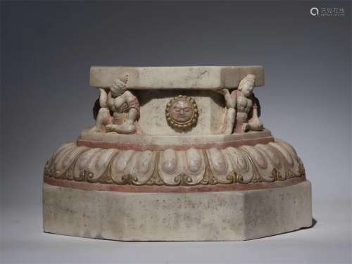 A TANG DYNASTY PAINTED BUDDHA SEAT