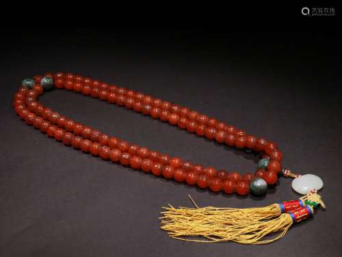 A STRING OF QING DYNASTY AMBER 108 ROSARYS