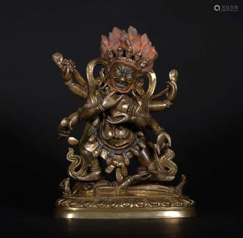 A QING DYNASTY BRONZE GILDED BUDDHA STATUE