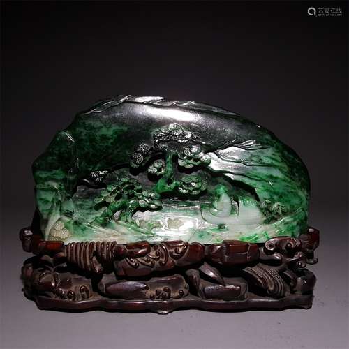 A QING DYNASTY JADEITE FIGURE ORNAMENT