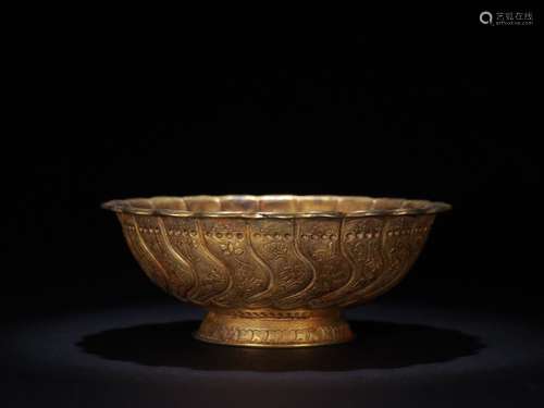 A Chinese Gilt Silver Bowl With Lotus Pattern