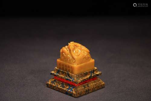 A Chinese Tianhuang Stone Seal With Dragon Pattern