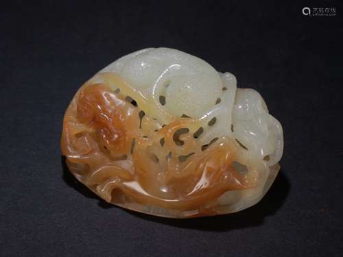 A Chinese Hetian Jade Pendant With Dragon Carving