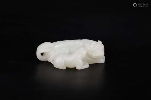 A Chinese Hetian Jade Beast Pendant