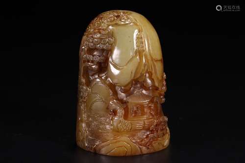 A Chinese Hetian Jade Ornament With Mountain Shape