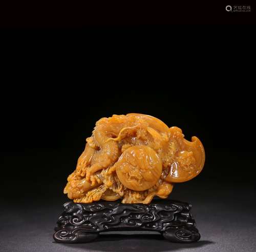 A Chinese Tianhuang Stone Ornament With Dragon Carving