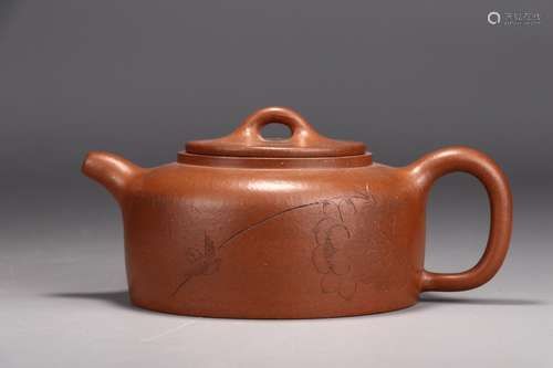 A Chinese Zisha Teapot With Flower And Bird Pattern