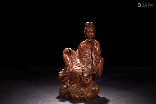 A Chinese Bamboo Guanyin Ornament