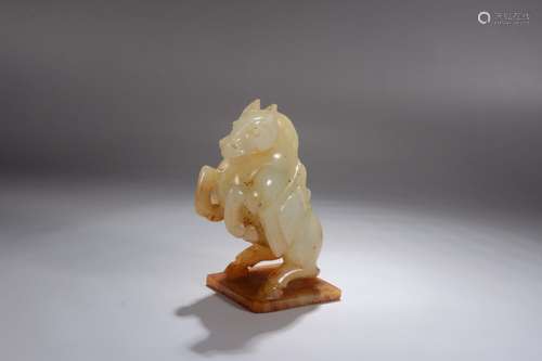 A Chinese Hetian Jade Ornament With Beast Carving