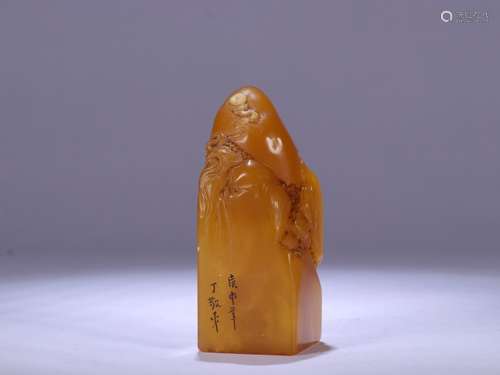 A Chinese Tianhuang Stone Seal With Scene Carving