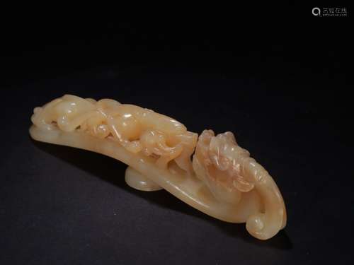 A Chinese Hetian Jade Pendant With Dragon Shape