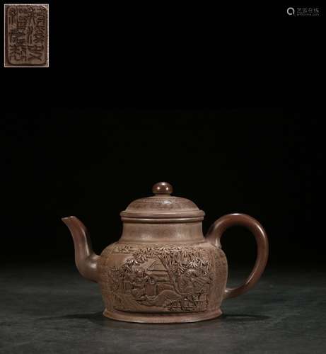 A Chinese Zisha Teapot With Pattern