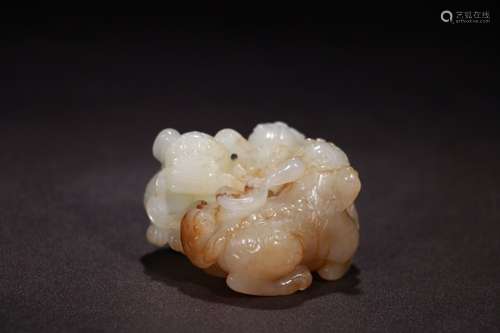 A Chinese Hetian Jade Ornament With Beast Carving