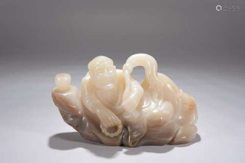 A Chinese Hetian Jade Ornament With Arhat Shape