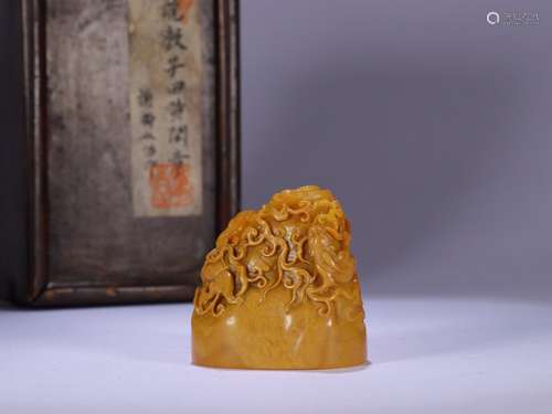 A Chinese Tianhuang Stone Seal With Dragon Pattern