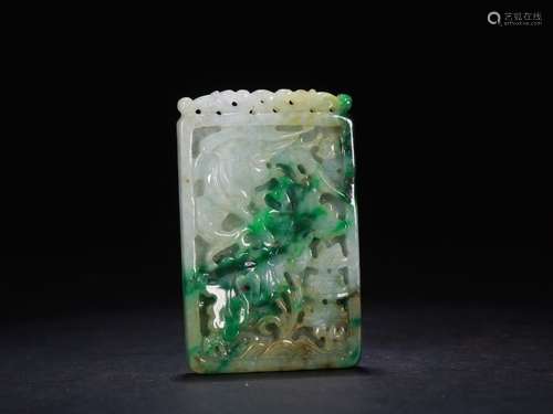 A Chinese Jadeite Tablet With Flower And Bird Pattern