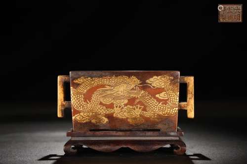 A Chinese Gilt Bronze Censer With Dragon Caring