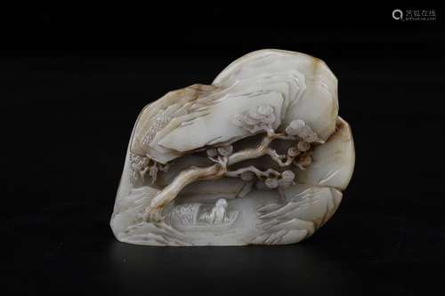 A Chinese Hetian Jade Ornament With Mountain Shape