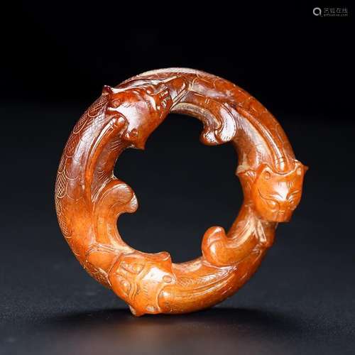 A Chinese Hetian Jade Pendant With Dragon Pattern