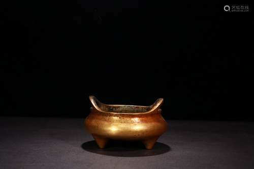 A Chinese Gilt Bronze Censer