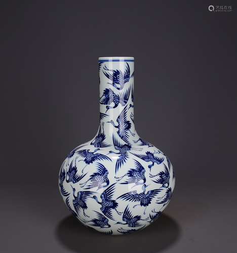 A Chinese Blue And White Bottle Vase