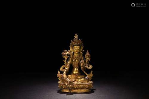 A Chinese Gilt Bronze Bodhisattva Tara Ornament