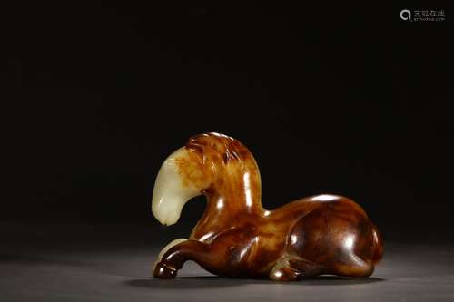 A Chinese Hetian Jade Ornament With Beast Shape