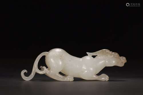 A Chinese Hetian Jade Ornament With Beast Carving