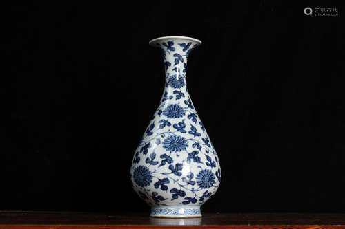 A Chinese Blue And White Yuhuchun Vase