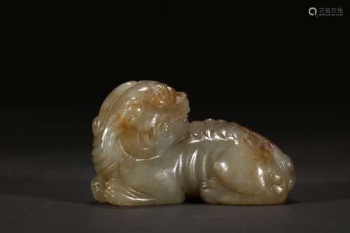 A Chinese Hetian Jade Ornament With Beast Shape