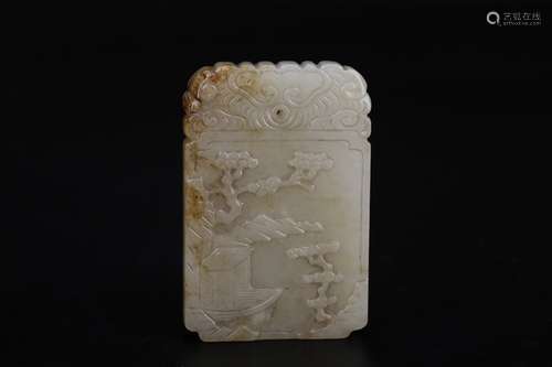 A Chinese Hetian Jade Pendant With Scene Pattern