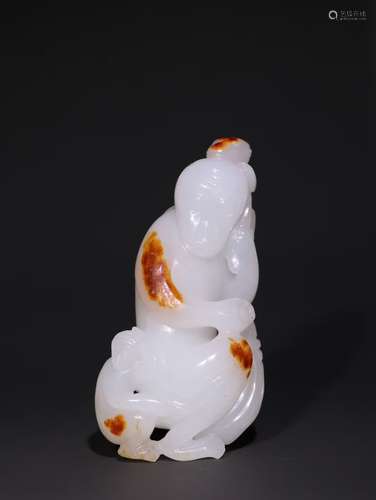 A Chinese Hetian Jade Monkey Pendant