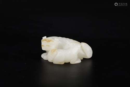 A Chinese Hetian Jade Lion Shaped Pendant