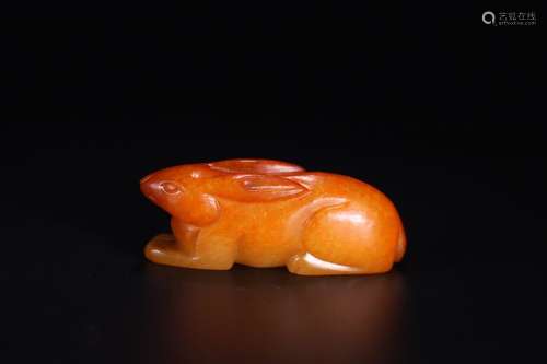 A Chinese Hetian Jade Rabbit Shaped Pendant