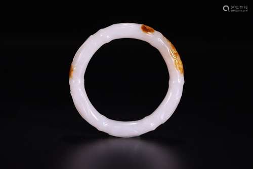 A Chinese Hetian Jade Bamboo Carved Bangle